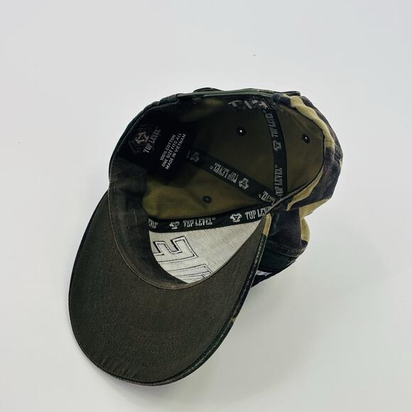 HUSTLE Camo Hat Cap SnapBack Script One Size Adjustable Top Level A Frame - Picture 5 of 5